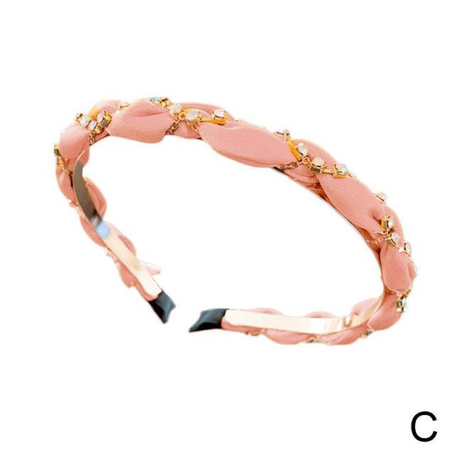 Luxury Crystal Rhinestone Cross Hair Bands For Girls Women Chiffon Stylish Headwear Korean Hair Bands Hoop New Fashion Gorgeous Hair Accessories For Women