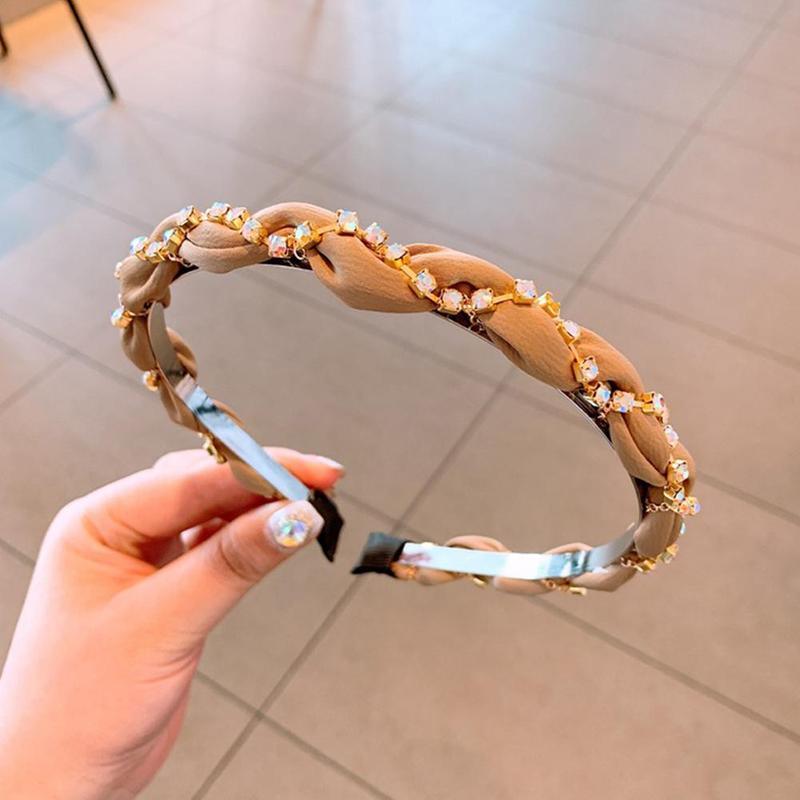 Luxury Crystal Rhinestone Cross Hair Bands For Girls Women Chiffon Stylish Headwear Korean Hair Bands Hoop New Fashion Gorgeous Hair Accessories For Women