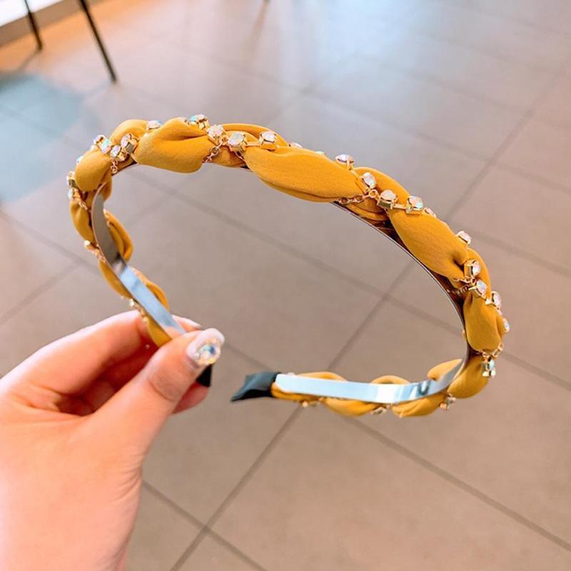 Luxury Crystal Rhinestone Cross Hair Bands For Girls Women Chiffon Stylish Headwear Korean Hair Bands Hoop New Fashion Gorgeous Hair Accessories For Women