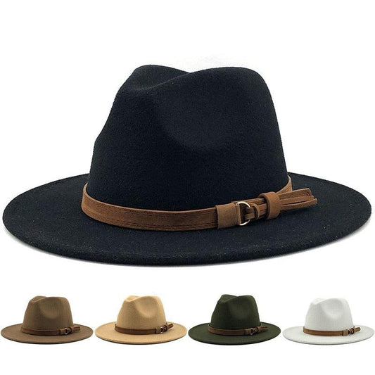 Luxury Fedoras Hats Women Men Fedora Hat Solid Wide Brim Winter Men Hat Autumn Soft Vintage Black Bright Color Cap  UV Protection Wide Brim Men Cap For Safari Beach Golf