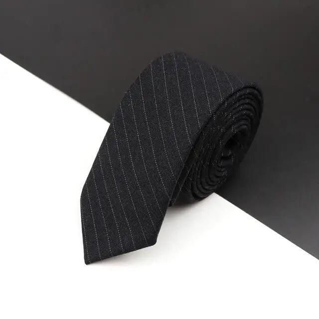 Luxury High Quality Black Grey Skinny Wool Tie For Men Business Meeting Necktie Fashionable Design Excellent Men Gift
