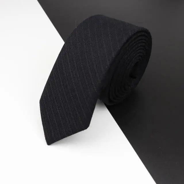 Luxury High Quality Black Grey Skinny Wool Tie For Men Business Meeting Necktie Fashionable Design Excellent Men Gift