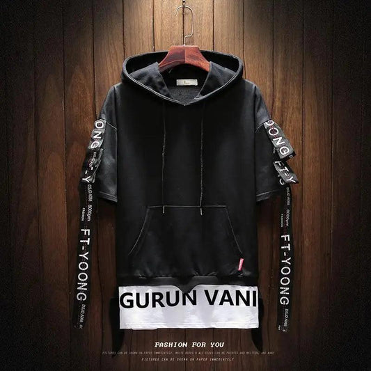 Luxury Hoodies Summer Short Sleeve Hooded Sweatshirt Men Unisex Top Hip Hop Tracksuit Men's O-Neck Spring Autumn Print Hoodie Sweatshirt Men's Thick Fleece Hip Hop High Streetwear Hoodies
