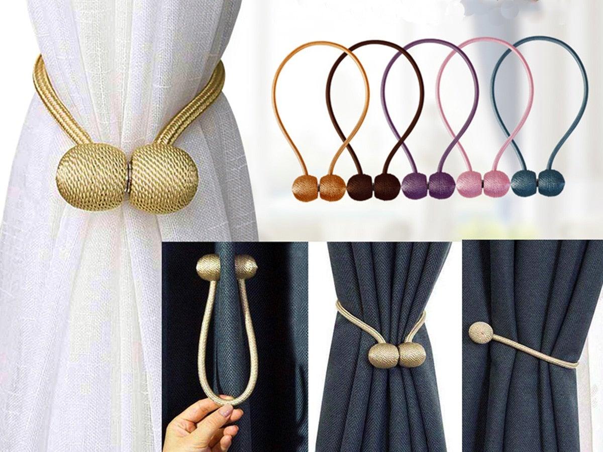 Magnetic Curtain Tieback High Quality Holder Hook Buckle Clip Curtain Tieback Polyester Decorative Home Accessories European Style Decorative Curtain Drape Tie With Strong Magnetic For Home And Office Decoration 49cm