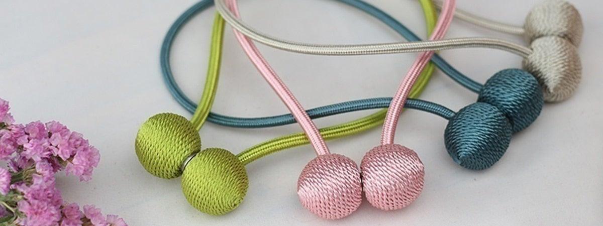 Magnetic Curtain Tieback High Quality Holder Hook Buckle Clip Curtain Tieback Polyester Decorative Home Accessories European Style Decorative Curtain Drape Tie With Strong Magnetic For Home And Office Decoration 49cm