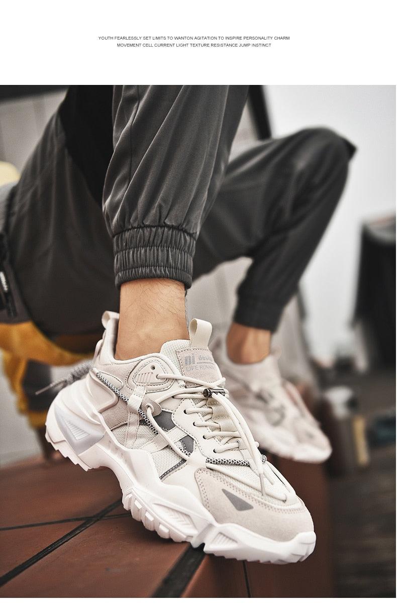 Mens Strong Casual Fashion Chunky Sneakers Height Increasing Spring Thick Sole Footwear Fashion High Quality Sneakers Slip on Walking Shoes High Top Casual Shoes For Men