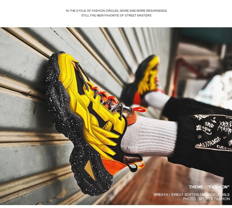 Mens Strong Casual Fashion Chunky Sneakers Height Increasing Spring Thick Sole Footwear Fashion High Quality Sneakers Slip on Walking Shoes High Top Casual Shoes For Men