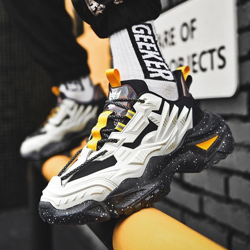 Mens Strong Casual Fashion Chunky Sneakers Height Increasing Spring Thick Sole Footwear Fashion High Quality Sneakers Slip on Walking Shoes High Top Casual Shoes For Men