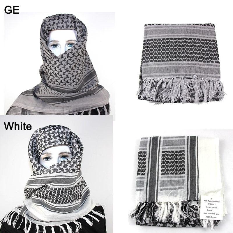 Military Arab Keffiyeh Shemagh Scarf Cotton Winter Shawl Neck Warmer Cover Head Wrap Windproof Tactical Camping Scarf Men Women Shemagh Keffiyeh Men Arab Kufiyah Keffiyeh Arabic Muslim Head Wrap Men Scarf Shawl