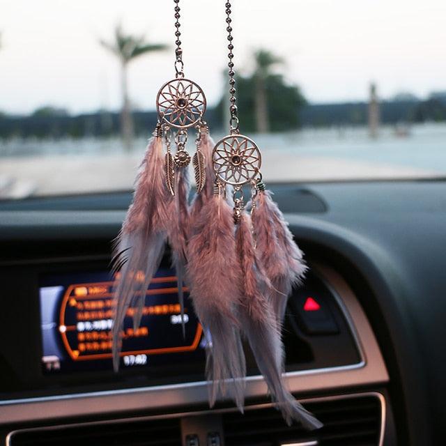 Mini Dream Catcher Car Pendant Wind Chimes Feather Decoration Home Decor Dream Catchers Car Handmade Hanging Charm Wind Chime Traditional White Feather Ornaments Wall Hanging Adornment Handmade Dreamcatcher Gifts