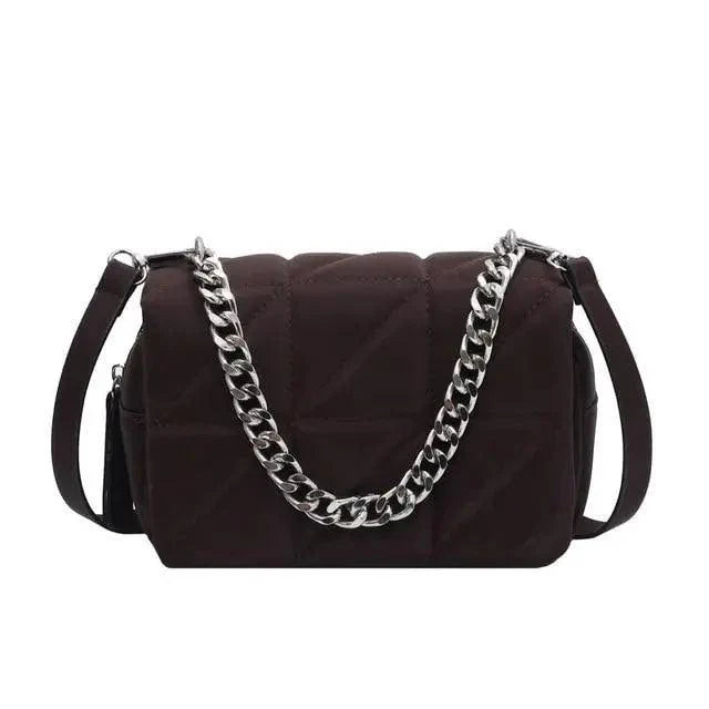 Modern Designer Metal Chain Clutches , Mini Shoulder Bag Satchel Style Nylon Small Crossbody Bags For Women And Girls