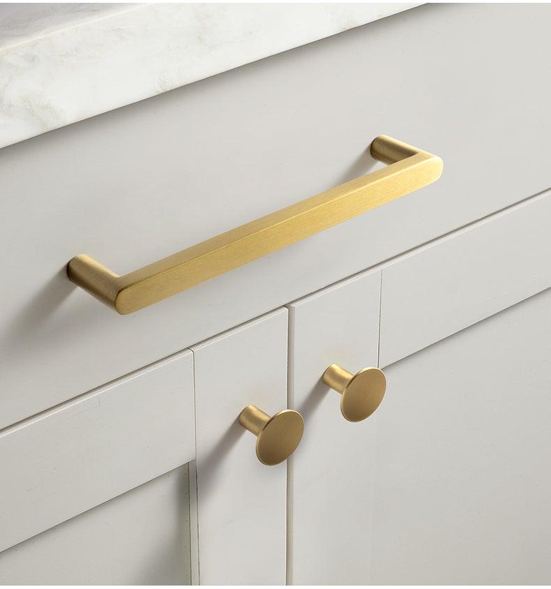 Modern Gold Knob Pure Copper Kitchen Cabinet Handles Cupboard Door Pulls Drawer Knobs Brass Furniture Handle Hardware Drawer Pulls Cupboard Knob For Kitchen Furniture Hardware