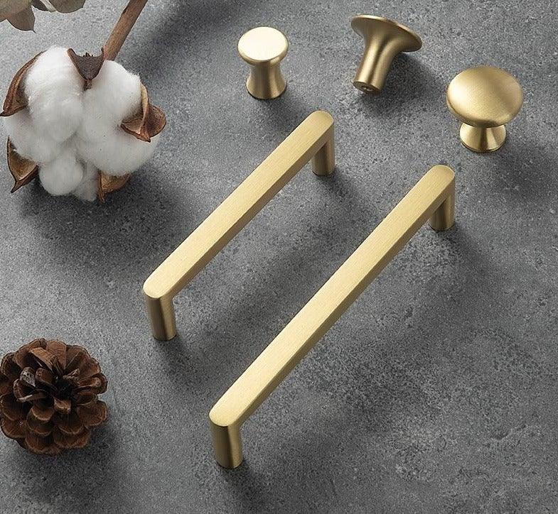 Modern Gold Knob Pure Copper Kitchen Cabinet Handles Cupboard Door Pulls Drawer Knobs Brass Furniture Handle Hardware Drawer Pulls Cupboard Knob For Kitchen Furniture Hardware