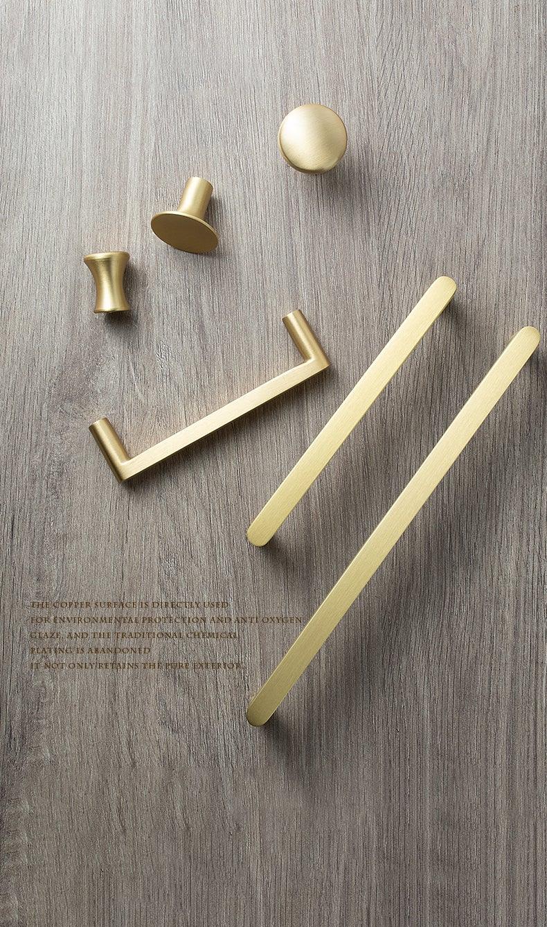 Modern Gold Knob Pure Copper Kitchen Cabinet Handles Cupboard Door Pulls Drawer Knobs Brass Furniture Handle Hardware Drawer Pulls Cupboard Knob For Kitchen Furniture Hardware