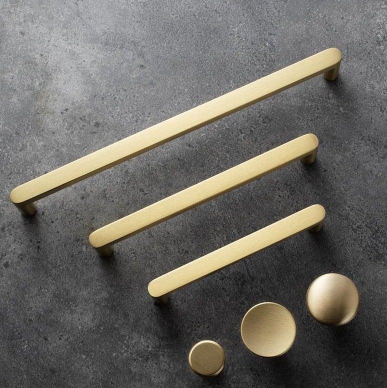Modern Gold Knob Pure Copper Kitchen Cabinet Handles Cupboard Door Pulls Drawer Knobs Brass Furniture Handle Hardware Drawer Pulls Cupboard Knob For Kitchen Furniture Hardware