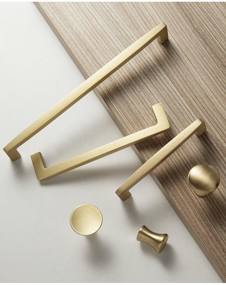 Modern Gold Knob Pure Copper Kitchen Cabinet Handles Cupboard Door Pulls Drawer Knobs Brass Furniture Handle Hardware Drawer Pulls Cupboard Knob For Kitchen Furniture Hardware