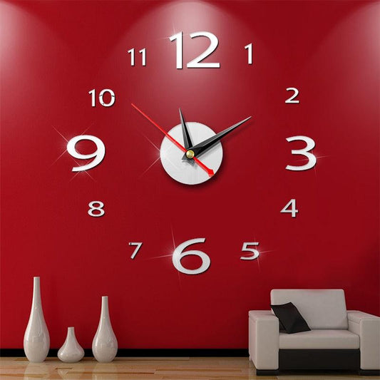 Modern Large 400mm 3D Mirror Surface Wall Clock 3D Wall Sticker Frameless Wall Clock 3D Wall Clock with Mirror Number Stickers for Home Office Decorations Home Office Room Wall Decor Home Decor Wall Clocks