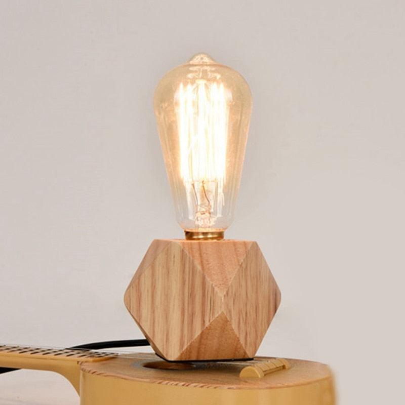 Modern table lamp E27 Wooden desk lamp Diamond bedside lamp for home/bedroom/living room decor EU-Plug Wooden Base Decorative Table Lamp Cute Study Lamps for Bedroom Décor