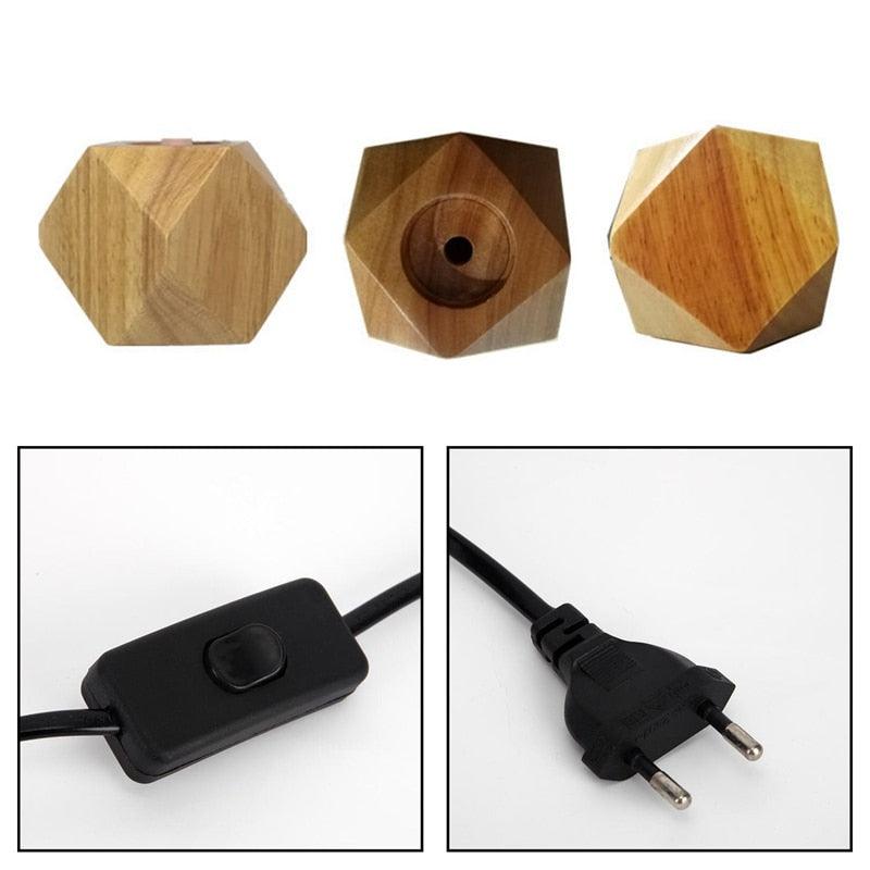 Modern table lamp E27 Wooden desk lamp Diamond bedside lamp for home/bedroom/living room decor EU-Plug Wooden Base Decorative Table Lamp Cute Study Lamps for Bedroom Décor