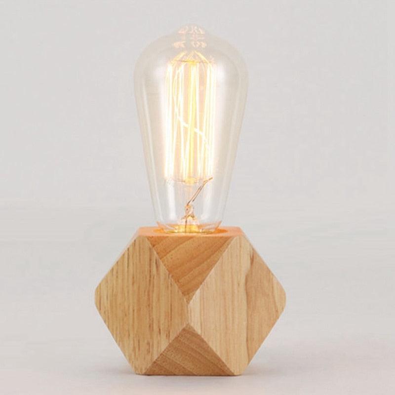 Modern table lamp E27 Wooden desk lamp Diamond bedside lamp for home/bedroom/living room decor EU-Plug Wooden Base Decorative Table Lamp Cute Study Lamps for Bedroom Décor