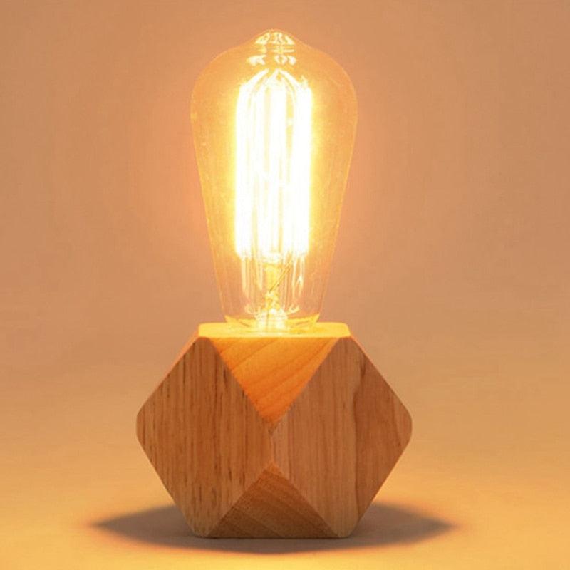 Modern table lamp E27 Wooden desk lamp Diamond bedside lamp for home/bedroom/living room decor EU-Plug Wooden Base Decorative Table Lamp Cute Study Lamps for Bedroom Décor