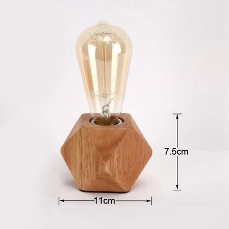 Modern table lamp E27 Wooden desk lamp Diamond bedside lamp for home/bedroom/living room decor EU-Plug Wooden Base Decorative Table Lamp Cute Study Lamps for Bedroom Décor