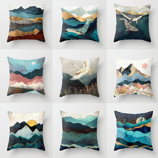 Mountain Sun Cushion Creative Pillowcase Decorative Pillows Modern Abstract Pillow Case Square Decorative Pillows Colorful Pillow Cases Home Decor 45x45CM