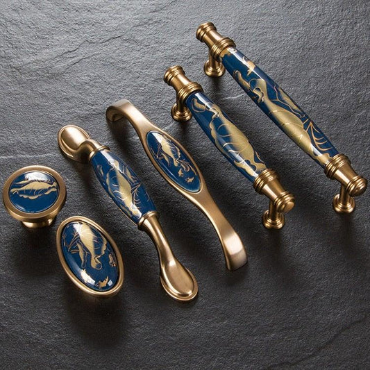 Navy Blue Ceramic Door Handles European Antique Furniture Handles Drawer Pulls Kitchen Cabinet Knobs And Handles Entry Door Handle With Door Lever For Right And Left Sided Doors