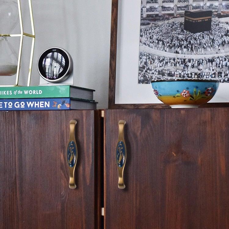 Navy Blue Ceramic Door Handles European Antique Furniture Handles Drawer Pulls Kitchen Cabinet Knobs And Handles Entry Door Handle With Door Lever For Right And Left Sided Doors