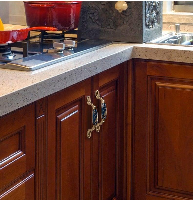 Navy Blue Ceramic Door Handles European Antique Furniture Handles Drawer Pulls Kitchen Cabinet Knobs And Handles Entry Door Handle With Door Lever For Right And Left Sided Doors