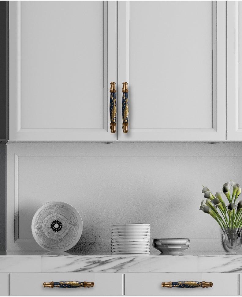 Navy Blue Ceramic Door Handles European Antique Furniture Handles Drawer Pulls Kitchen Cabinet Knobs And Handles Entry Door Handle With Door Lever For Right And Left Sided Doors
