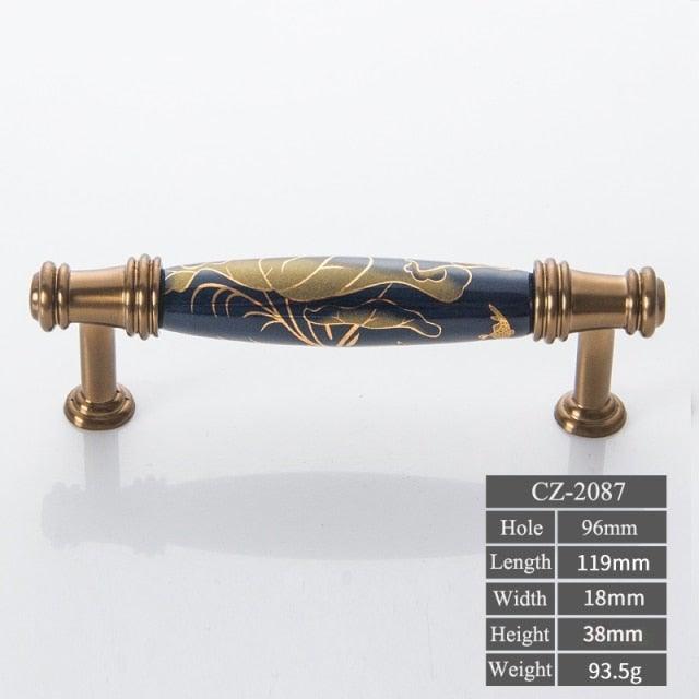 Navy Blue Ceramic Door Handles European Antique Furniture Handles Drawer Pulls Kitchen Cabinet Knobs And Handles Entry Door Handle With Door Lever For Right And Left Sided Doors