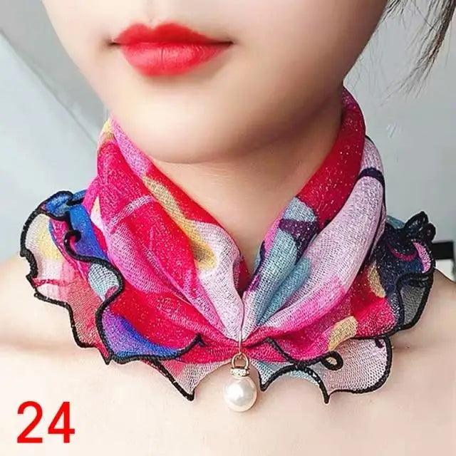 Neck Collars Fashion Scarves for Women And Girls Print Satin Silk Scarf Female Bandana Head Bib Scarfs For Ladies