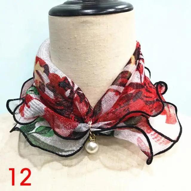 Neck Collars Fashion Scarves for Women And Girls Print Satin Silk Scarf Female Bandana Head Bib Scarfs For Ladies
