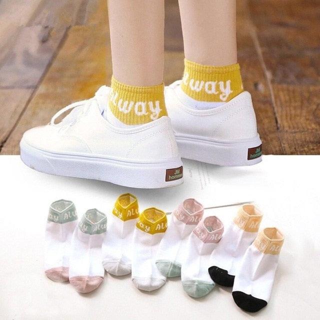 New 5pairs/lot Mixed Colors Ankle Socks Summer Sport Fashion Funny Underwear Women Breathable Soft Combed Out Of Pure Cotton Breathable Socks For Men And Women