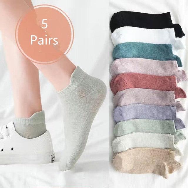 New 5pairs/lot Mixed Colors Ankle Socks Summer Sport Fashion Funny Underwear Women Breathable Soft Combed Out Of Pure Cotton Breathable Socks For Men And Women
