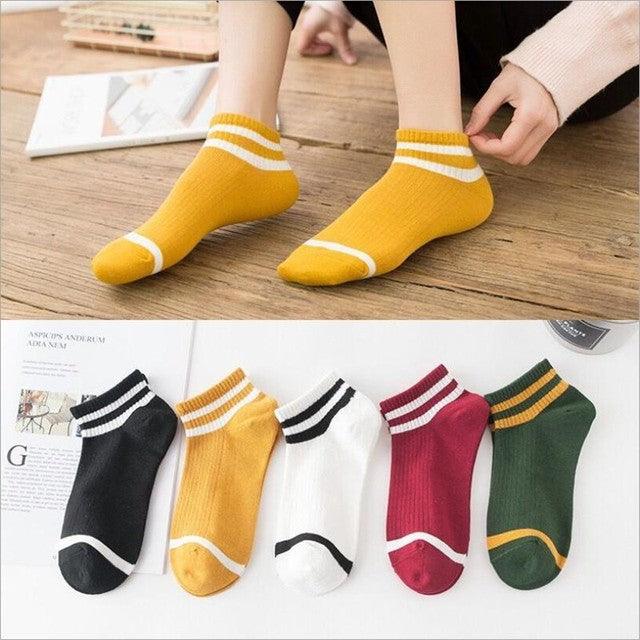 New 5pairs/lot Mixed Colors Ankle Socks Summer Sport Fashion Funny Underwear Women Breathable Soft Combed Out Of Pure Cotton Breathable Socks For Men And Women