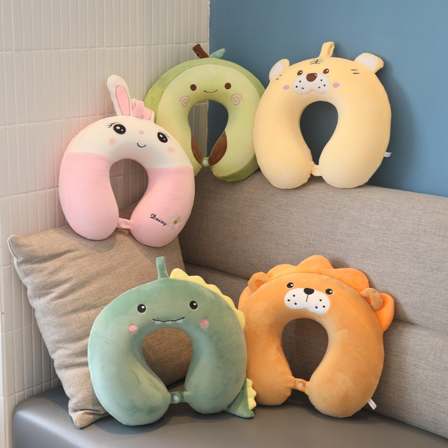New Animal Memory Cotton U-shaped Pillow Car Neck Pillow Noon Rest Pillow Plane Travel PillowKids Neck  Travel Pillows Cute U-Shaped Animal Pillow for Cars Planes Boys Girls Child Gift Ideas