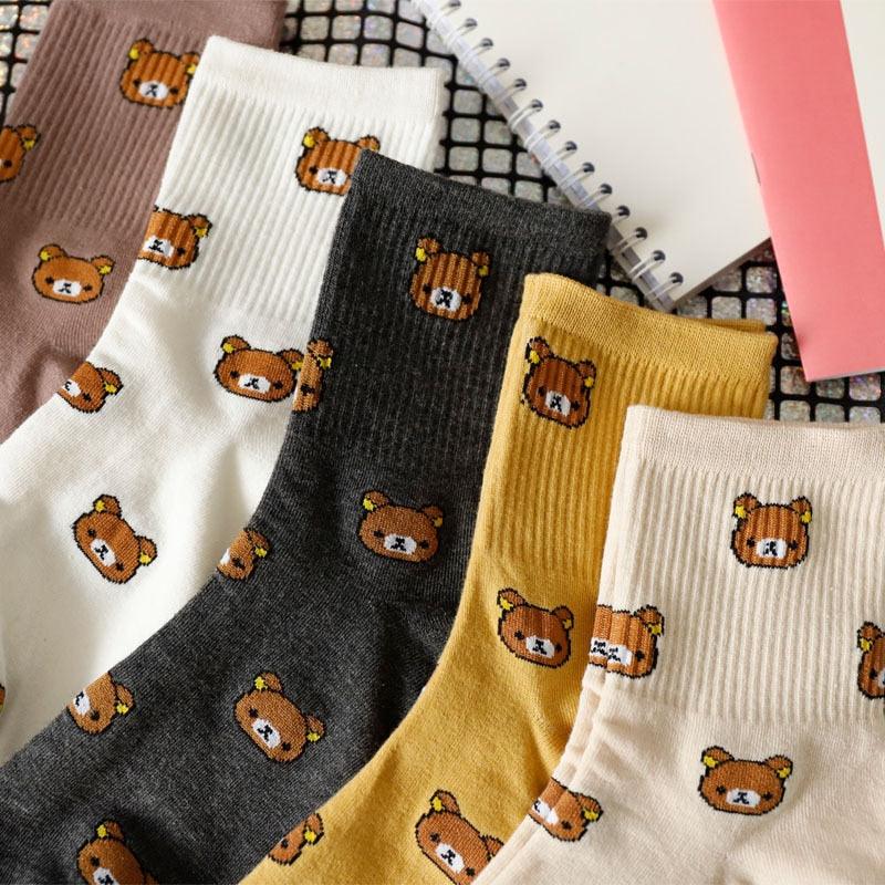 New Cartoon Female Breathable Cotton Socks Cute Bear Lovely Animal Pattern Girl Sock Novelty Combed of Pure Cotton Crew Socks For Men And Women