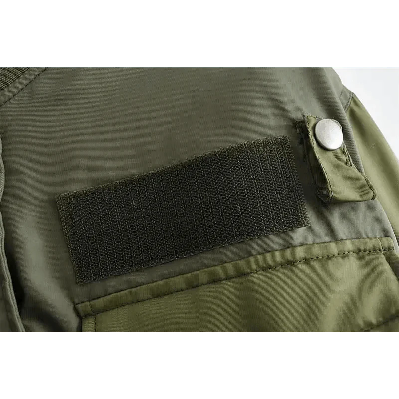 New Classic Design Autumn Winter Green Short Jackets Women Fashionable Long Sleeve Zipper Bomber Jacket Outwear Women's Coat