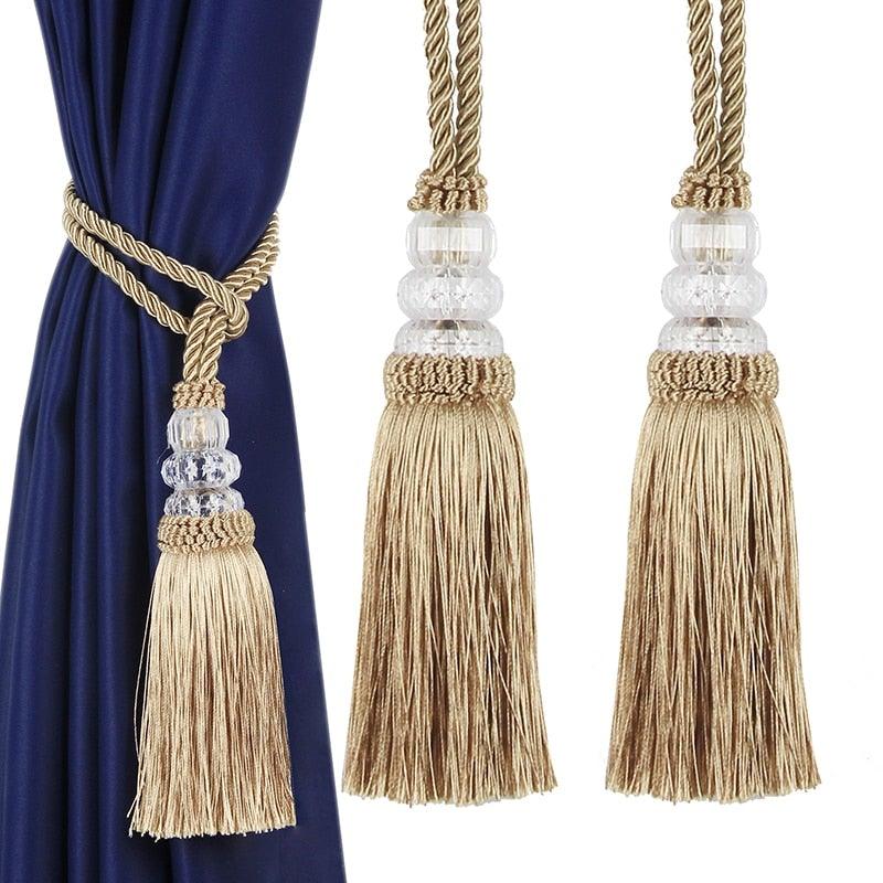 New Crystal Beaded Tassel Curtain Tieback Decorative Curtain Tie Home Decor Cord for Curtains Buckle Rope Room Accessories European Style High-Grade Curtains Tieback Rope Tassel Holdbacks 50cm
