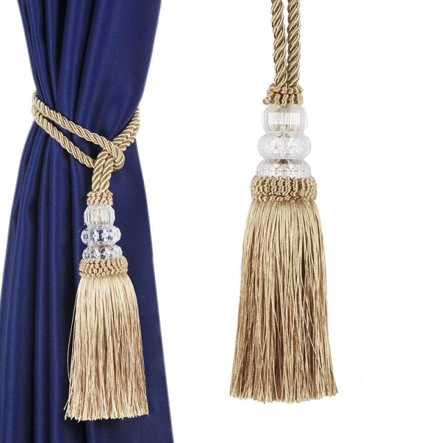 New Crystal Beaded Tassel Curtain Tieback Decorative Curtain Tie Home Decor Cord for Curtains Buckle Rope Room Accessories European Style High-Grade Curtains Tieback Rope Tassel Holdbacks 50cm