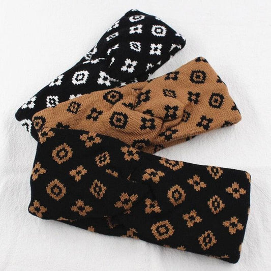 New Fashion Luxury Brand Women Hairband Warm Casual Woolen Knitted Girl Headband Big Bow Knot Turban Autumn Gorgeous Hair Accessories For Women