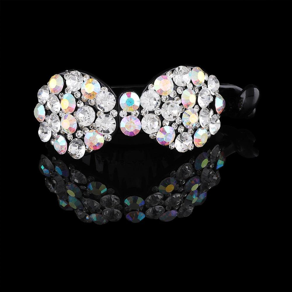 New Fashion Rhinestone Hairpin for Women Banana Clip Bow Girls Hair Clip Elegant Ladies Barrettes Hear Accessories