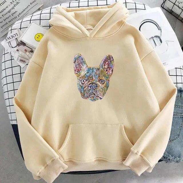 New French Bulldog Hoodies Oversized Cute Dog Print Sweatshirt Funny Graphic Unisex Fashion Hoodie Streetwear Female Hooded Cute Dog Print Sweatshirt Funny Graphic Unisex Fashion Hoodie