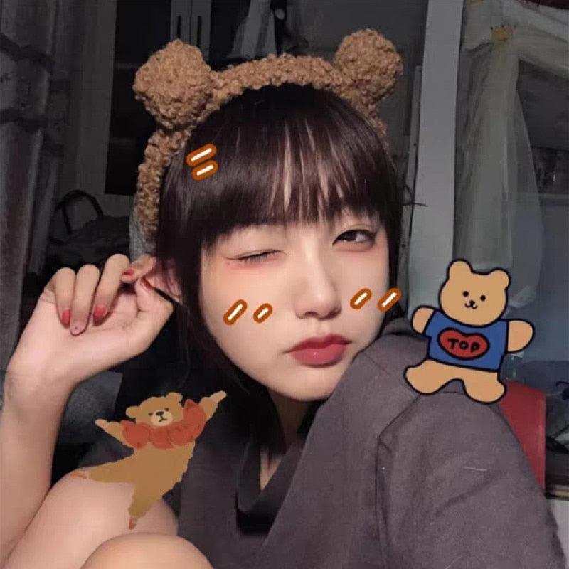 New Girls Cute Bear Ears Plush Simple Hairbands Kids Lovely Hair Ornament Headband Hair Hoops Children Fashion Gorgeous Hair Accessories For Women