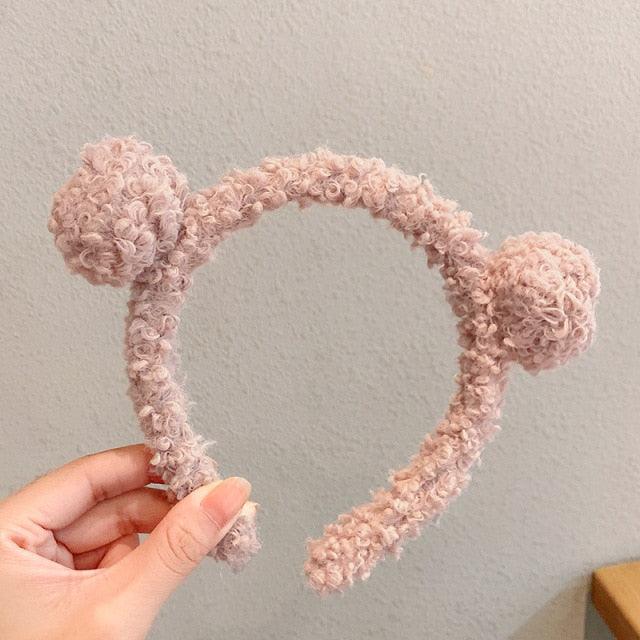 New Girls Cute Bear Ears Plush Simple Hairbands Kids Lovely Hair Ornament Headband Hair Hoops Children Fashion Gorgeous Hair Accessories For Women
