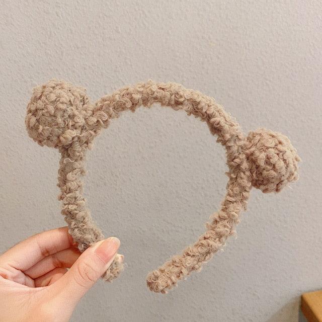 New Girls Cute Bear Ears Plush Simple Hairbands Kids Lovely Hair Ornament Headband Hair Hoops Children Fashion Gorgeous Hair Accessories For Women