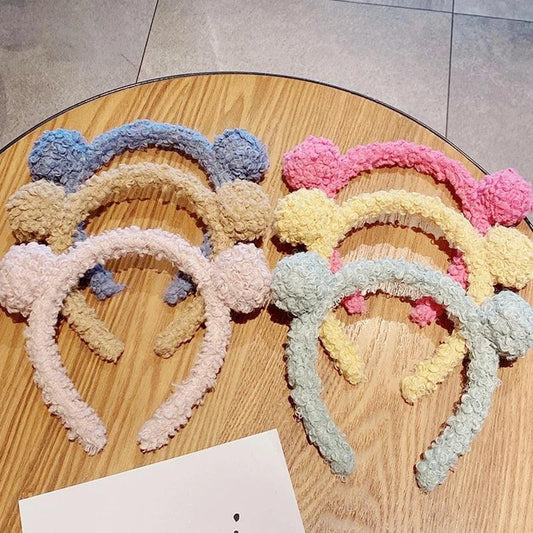 New Girls Cute Bear Ears Plush Simple Hairbands Kids Lovely Hair Ornament Headband Hair Hoops Children Fashion Gorgeous Hair Accessories For Women