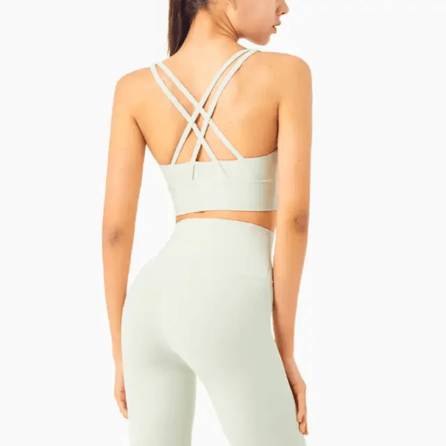 New High Quality Fabric Nylon Breathable Women Yoga Tops Bra Solid Color And Sports Wear Outdoor Exercise Clothes For Ladies